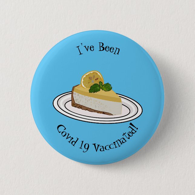 Lemon cheesecake cartoon illustration 6 cm round badge (Front)