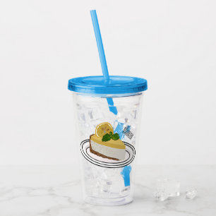 Lemon cheesecake cartoon illustration acrylic tumbler