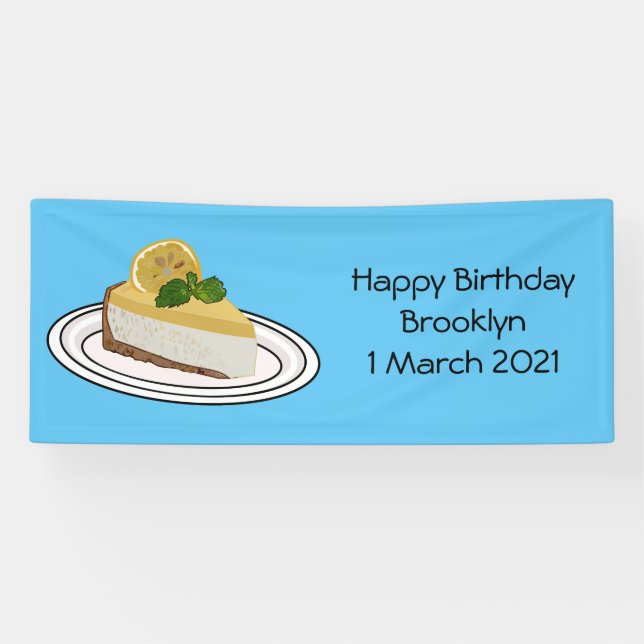 Lemon cheesecake cartoon illustration banner (Horizontal)