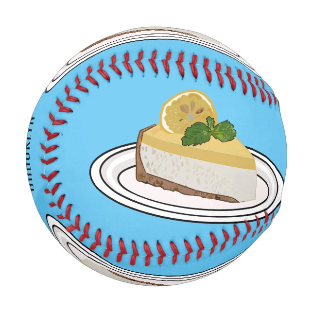 Lemon cheesecake cartoon illustration  baseball (Front Left)