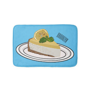 Lemon cheesecake cartoon illustration bath mat
