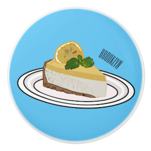 Lemon cheesecake cartoon illustration ceramic knob