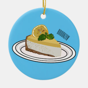 Lemon cheesecake cartoon illustration  ceramic tree decoration