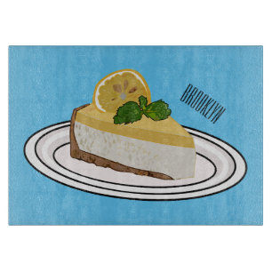Lemon cheesecake cartoon illustration cutting board