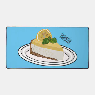 Lemon cheesecake cartoon illustration desk mat