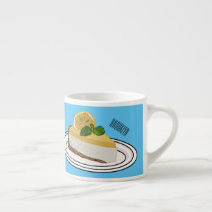 Lemon cheesecake cartoon illustration  espresso cup