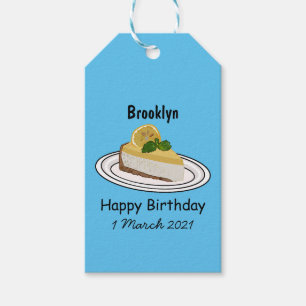 Lemon cheesecake cartoon illustration gift tags