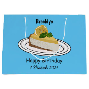 Lemon cheesecake cartoon illustration large gift bag