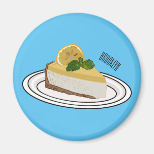 Lemon cheesecake cartoon illustration  magnet