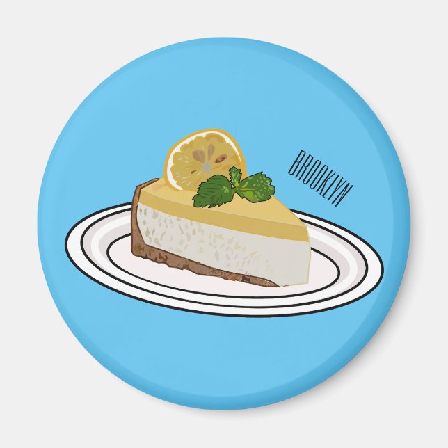 Lemon cheesecake cartoon illustration  magnet (Front)