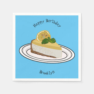 Lemon cheesecake cartoon illustration napkin