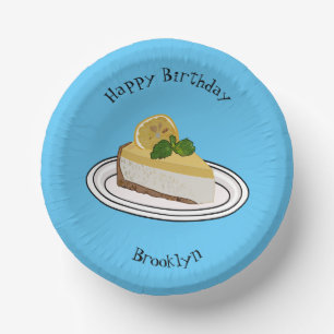 Lemon cheesecake cartoon illustration paper plate