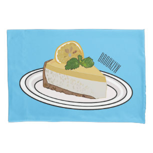 Lemon cheesecake cartoon illustration  pillowcase