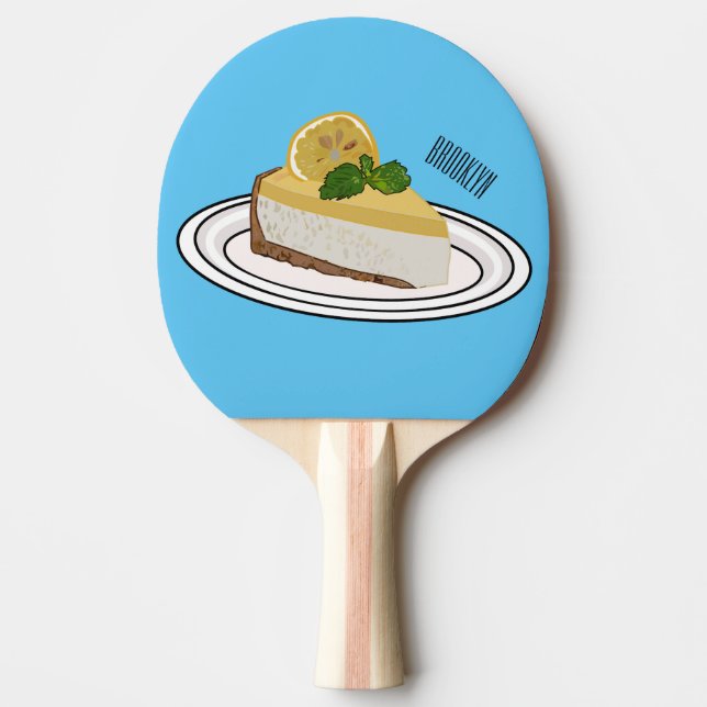 Lemon cheesecake cartoon illustration  ping pong paddle (Front)