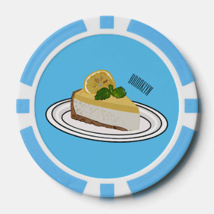 Lemon cheesecake cartoon illustration  poker chips