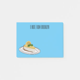 Lemon cheesecake cartoon illustration post-it notes