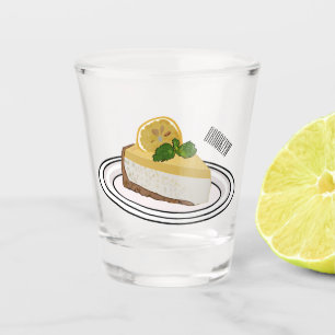 Lemon cheesecake cartoon illustration shot glass