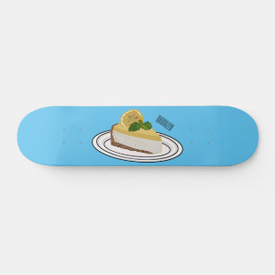 Lemon cheesecake cartoon illustration  skateboard