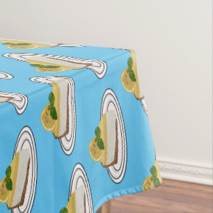 Lemon cheesecake cartoon illustration tablecloth
