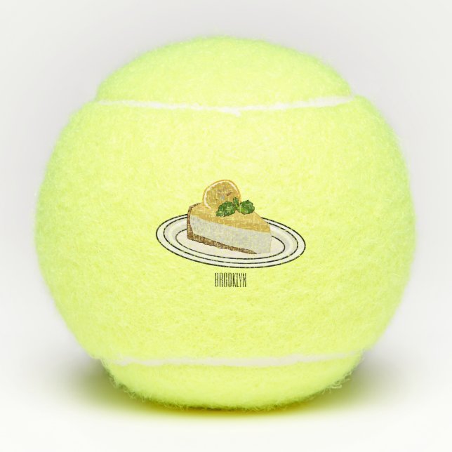 Lemon cheesecake cartoon illustration  tennis balls (Front)