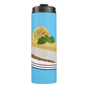Lemon cheesecake cartoon illustration  thermal tumbler