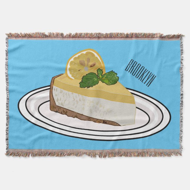 Lemon cheesecake cartoon illustration  throw blanket (Front)