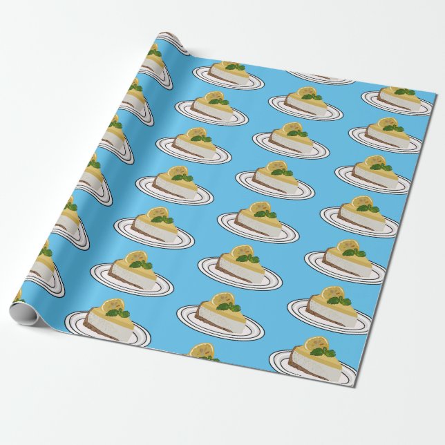 Lemon cheesecake cartoon illustration  wrapping paper (Unrolled)