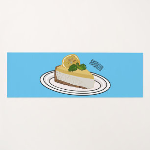 Lemon cheesecake cartoon illustration yoga mat