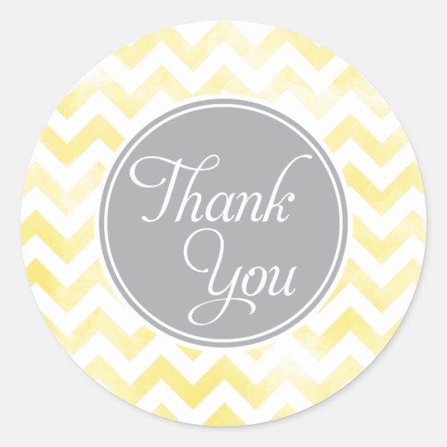 Lemon Chevron Thank You Stickers, round Classic Round Sticker (Front)