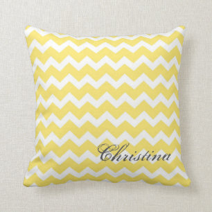 Lemon Chevrons Pattern Monogram Pillow