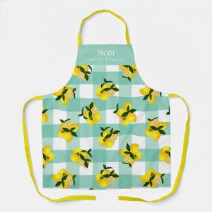 Lemon Chic Aqua Gingham Apron