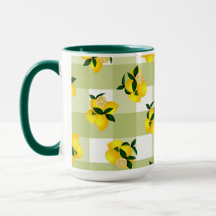 Lemon Chic Green Gingham Mug