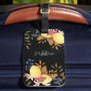 Lemon Chic Monogram Black Luggage Tag