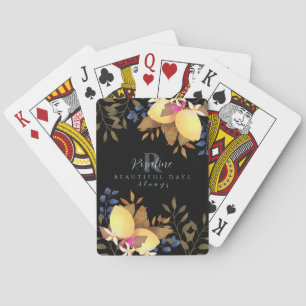 Lemon Chic Monogram Black Playing Cards