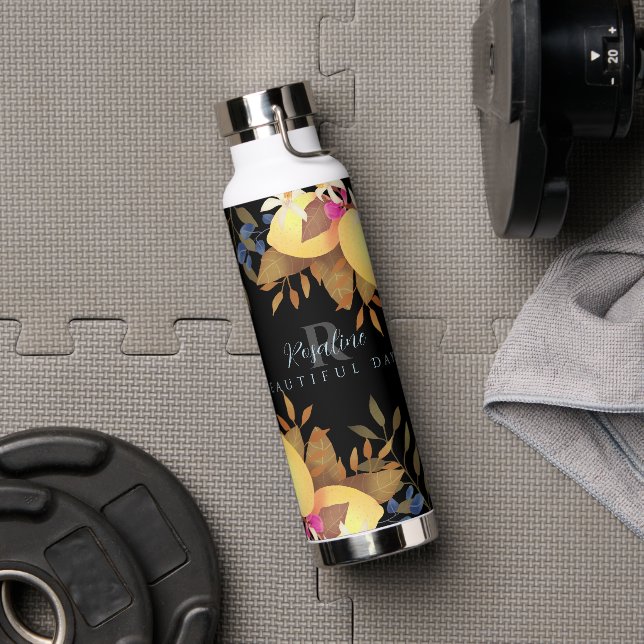 Lemon Chic Monogram Black Water Bottle (Gym)