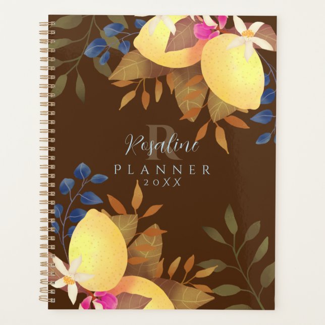 Lemon Chic Monogram Brown Planner (Front)