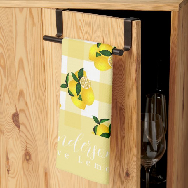 Lemon Chic Yellow Gingham Tea Towel (Thirds Fold)