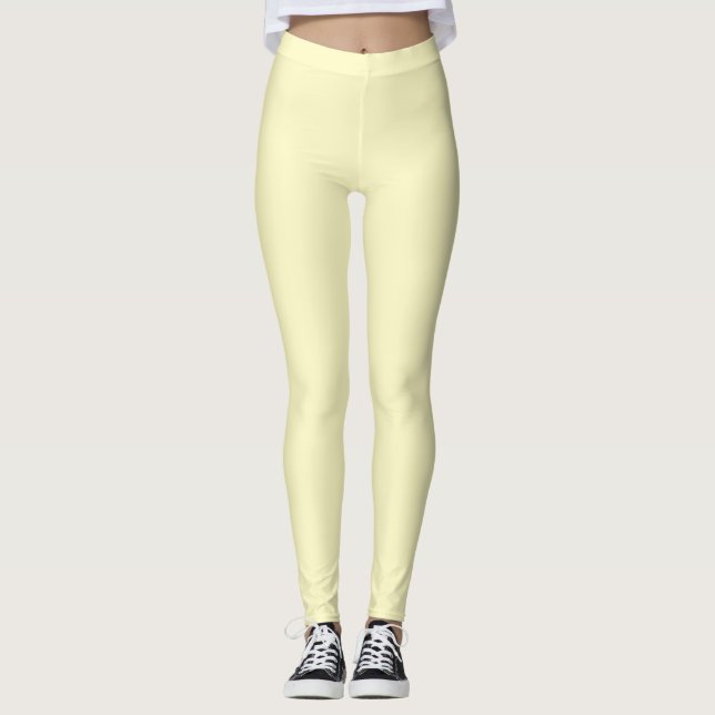 Lemon Chiffon Solid Colour Customise It Leggings (Front)