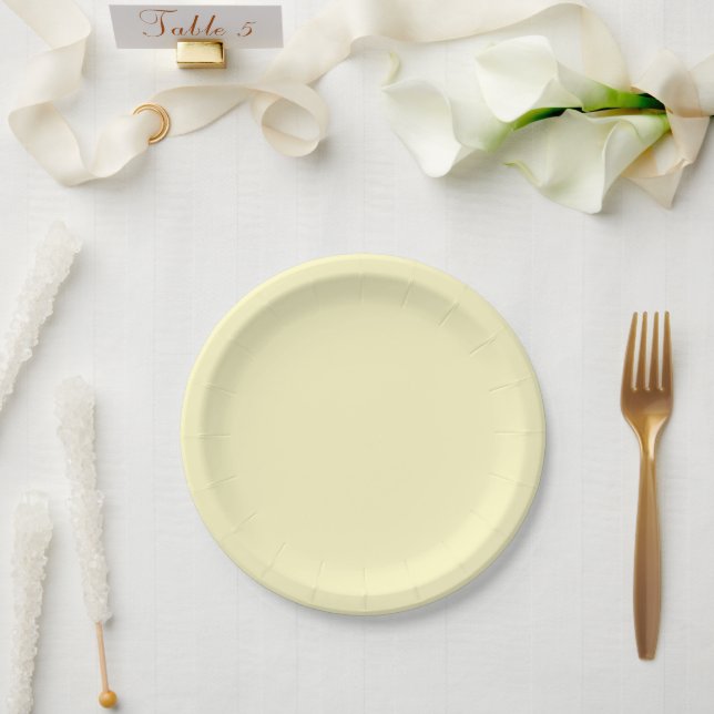 Lemon Chiffon Solid Colour Paper Plate (Wedding)