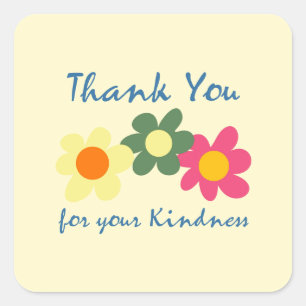 Lemon Chiffon Thank You Flower Square Sticker
