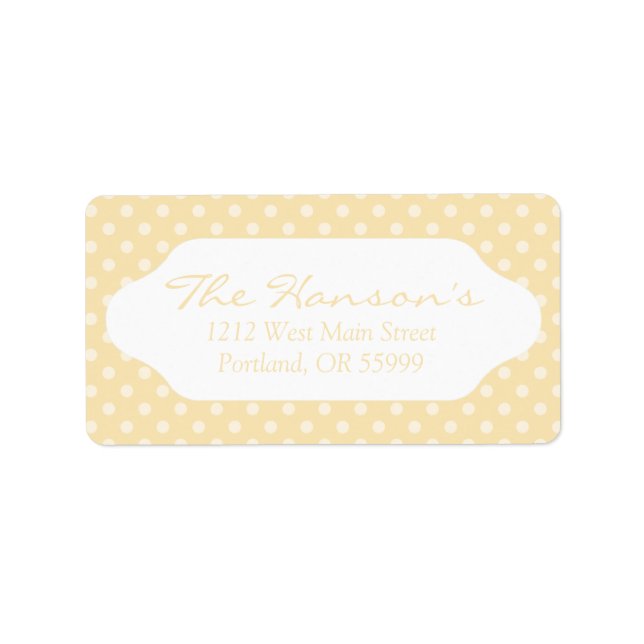 Lemon chiffon yellow polka dots address labels (Front)