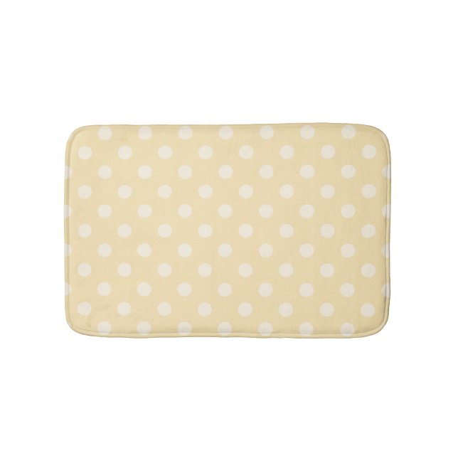 Lemon chiffon yellow polka dots bathroom rug (Front)
