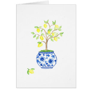 Lemon Chinoiserie Watercolor Print Greeting Card