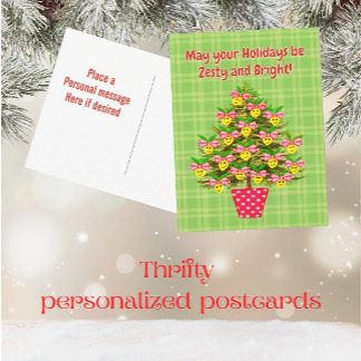 Lemon Christmas Zesty Bright Personalised Holiday Postcard