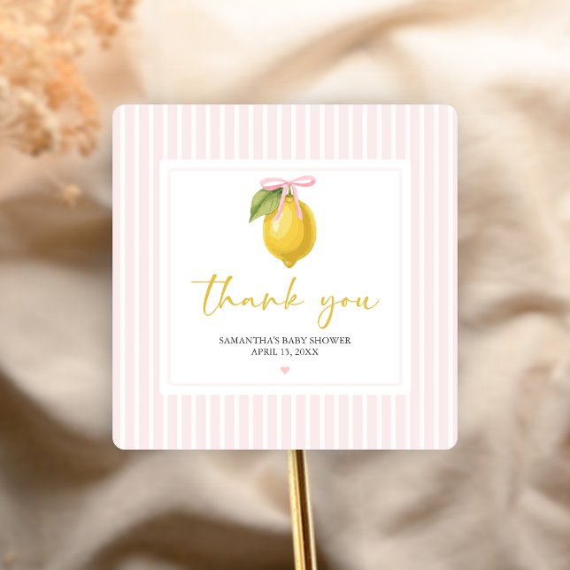 Lemon Ciao Baby Shower Square Sticker (Lemon Ciao Baby Shower Sticker)