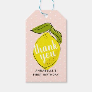 Lemon Citrus1st Birthday Pink Thank You Gift Tag