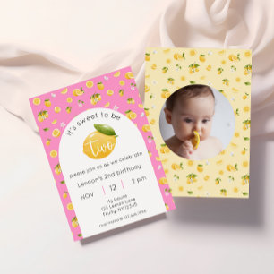 Lemon Citrus 2nd Birthday Photo Invitation