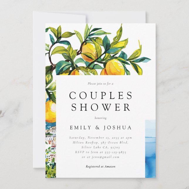 Lemon Citrus Amalfi Coast Couples Shower Invitation (Front)