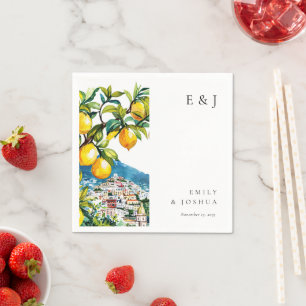 Lemon Citrus Amalfi Coast Italian Wedding Napkin
