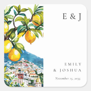 Lemon Citrus Amalfi Coast Italian Wedding Square Sticker